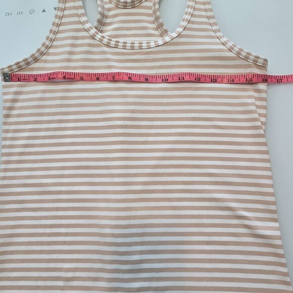 101. Lululemon Cool Racerback Tank – Tan & Cream Stripe – Size 6 - Picture 4 of 4